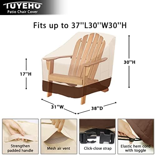 Tuyeho Adirondack Patio Chair Cover 38x31x30 Waterproof Outdoor 900D