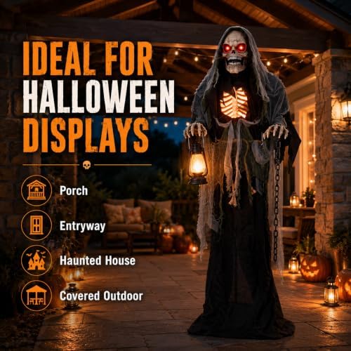 5.6FT Animatronics Grim Reaper Halloween Indoor Outdoor Decorations