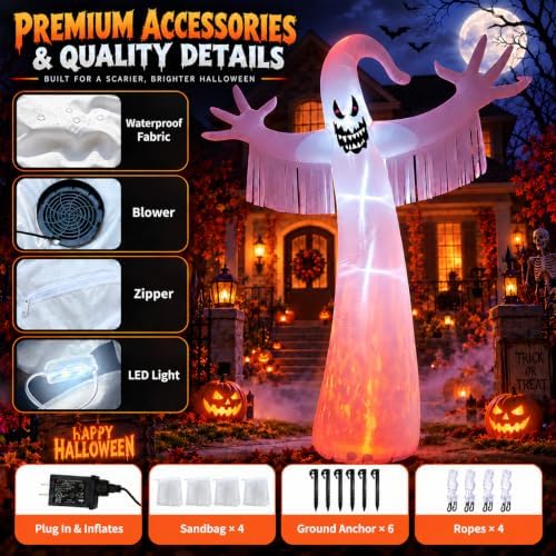 12 FT Giant Halloween Inflatable Ghost, Outdoor Yard Decoration