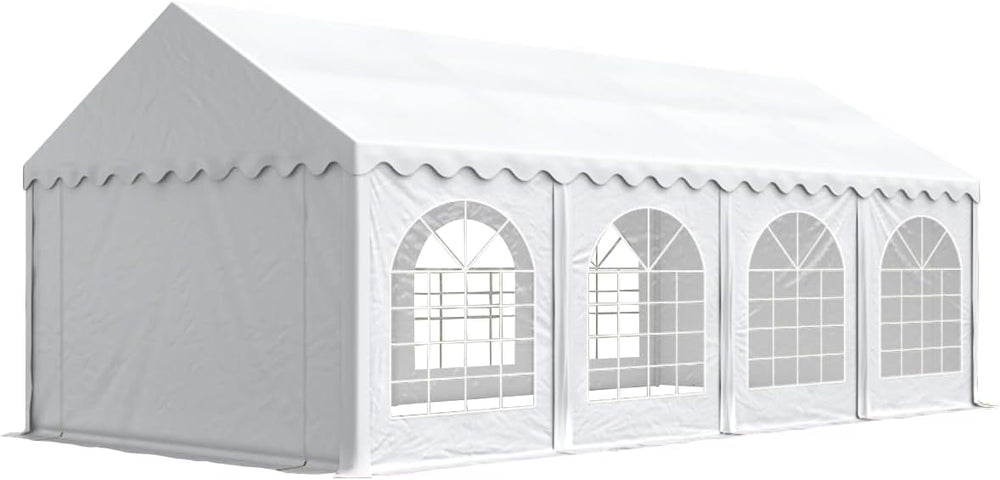 TOOLPORT 10x26 ft PVC 750 N Party Tent, Ground Frame, White