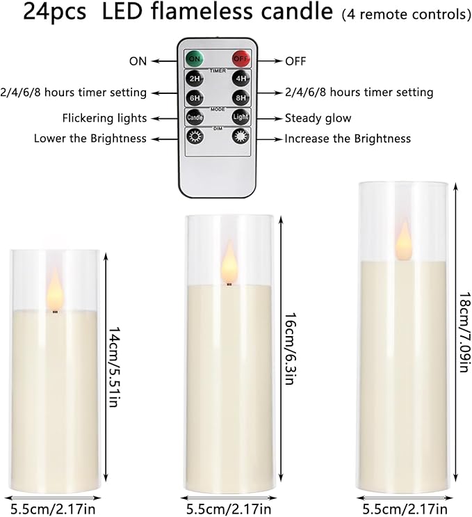 Flickering Flameless Candles Battery Operated with Remote,Led Pillar Candles ...