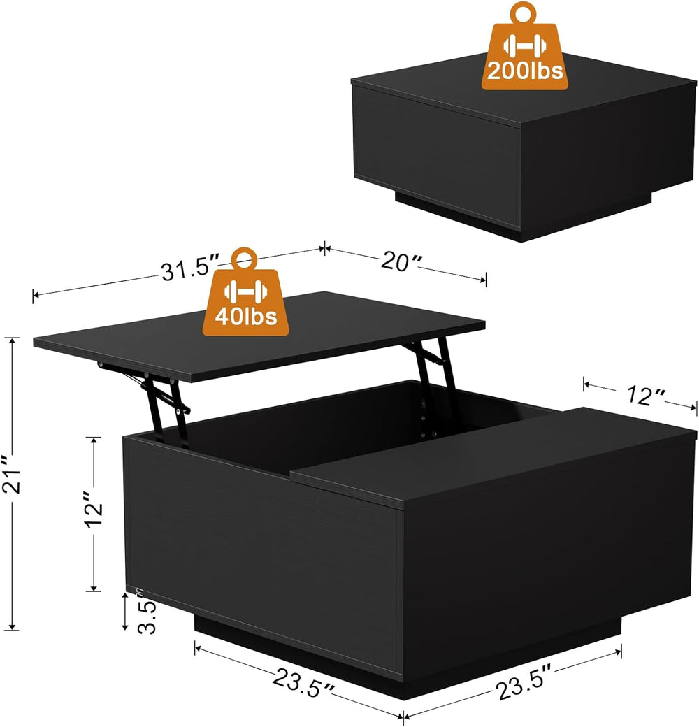 FABATO 31.5'' Lift Top Coffee Table Wood Center Table with Storage, B...