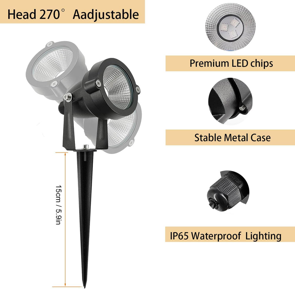RGB Spot Lights with Timer, Halloween 10W 120V Color Changing Outdoor Metal C...