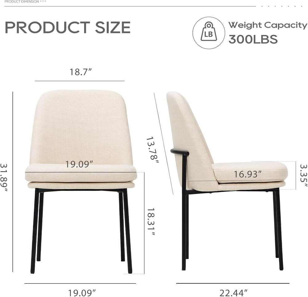 COLAMY Leather Dining Chairs Set of 2 with Metal Legs, Beige