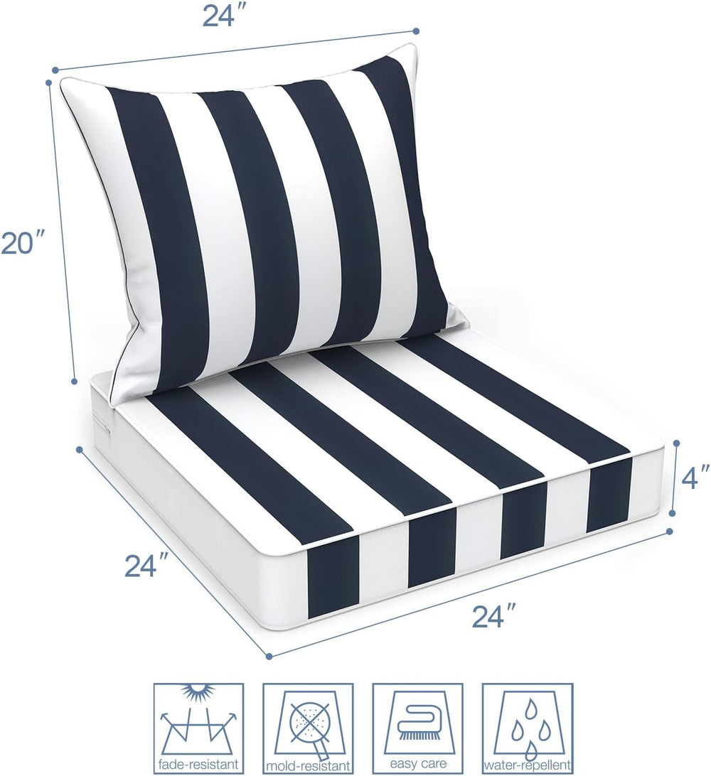 LVTXIII Outdoor/Indoor Deep Seat Cushion Patio Seat and Back Cushion Set All-...