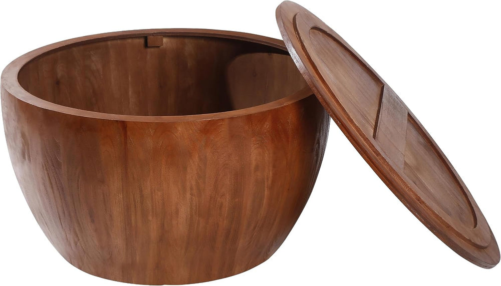 31.50" Vintage Style Bucket Shaped Coffee Table, Drum Coffee Table for O...