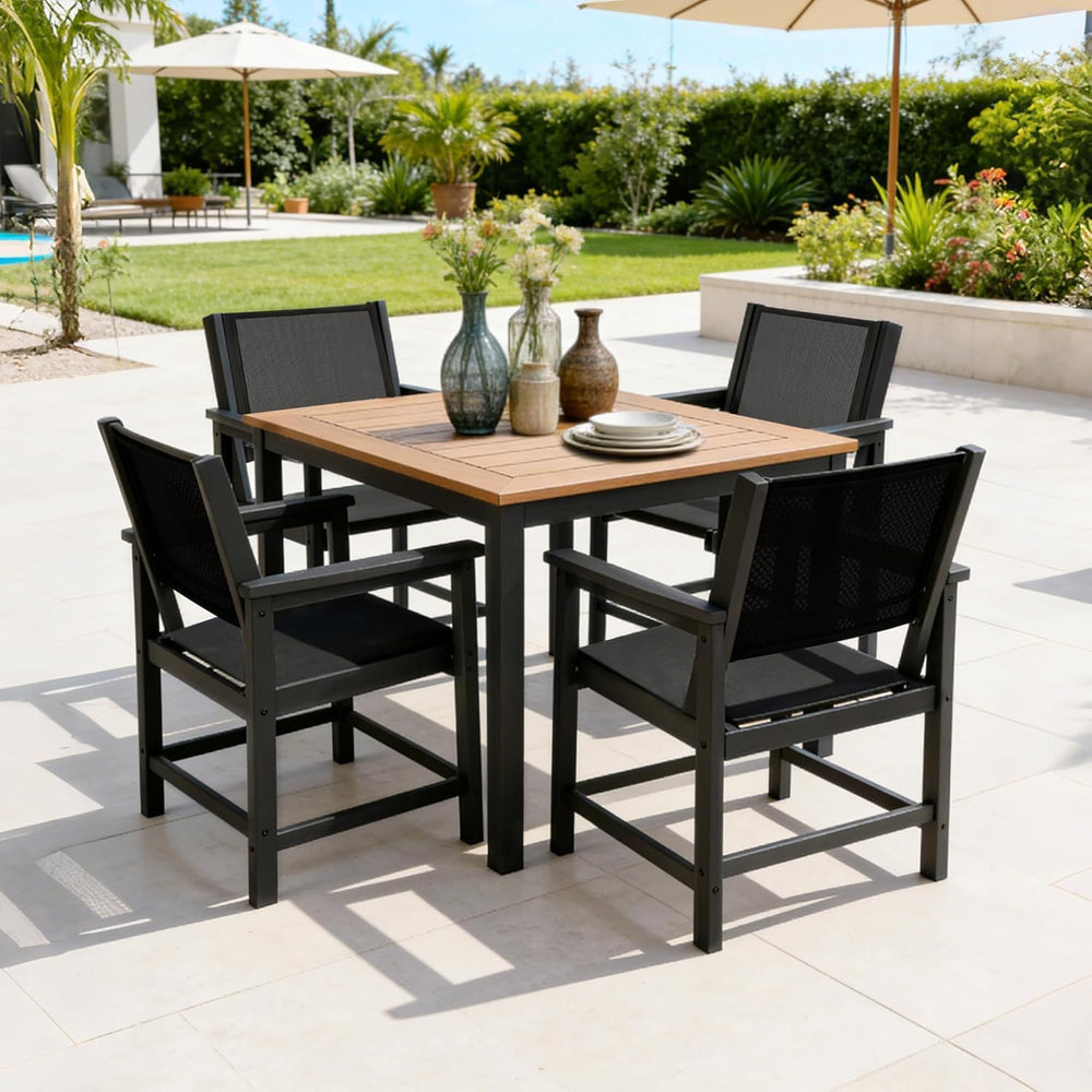 LZRS Dining Chairs,HDPE Outdoor Chairs Set of 4, All Wather Heavy Duty with C...
