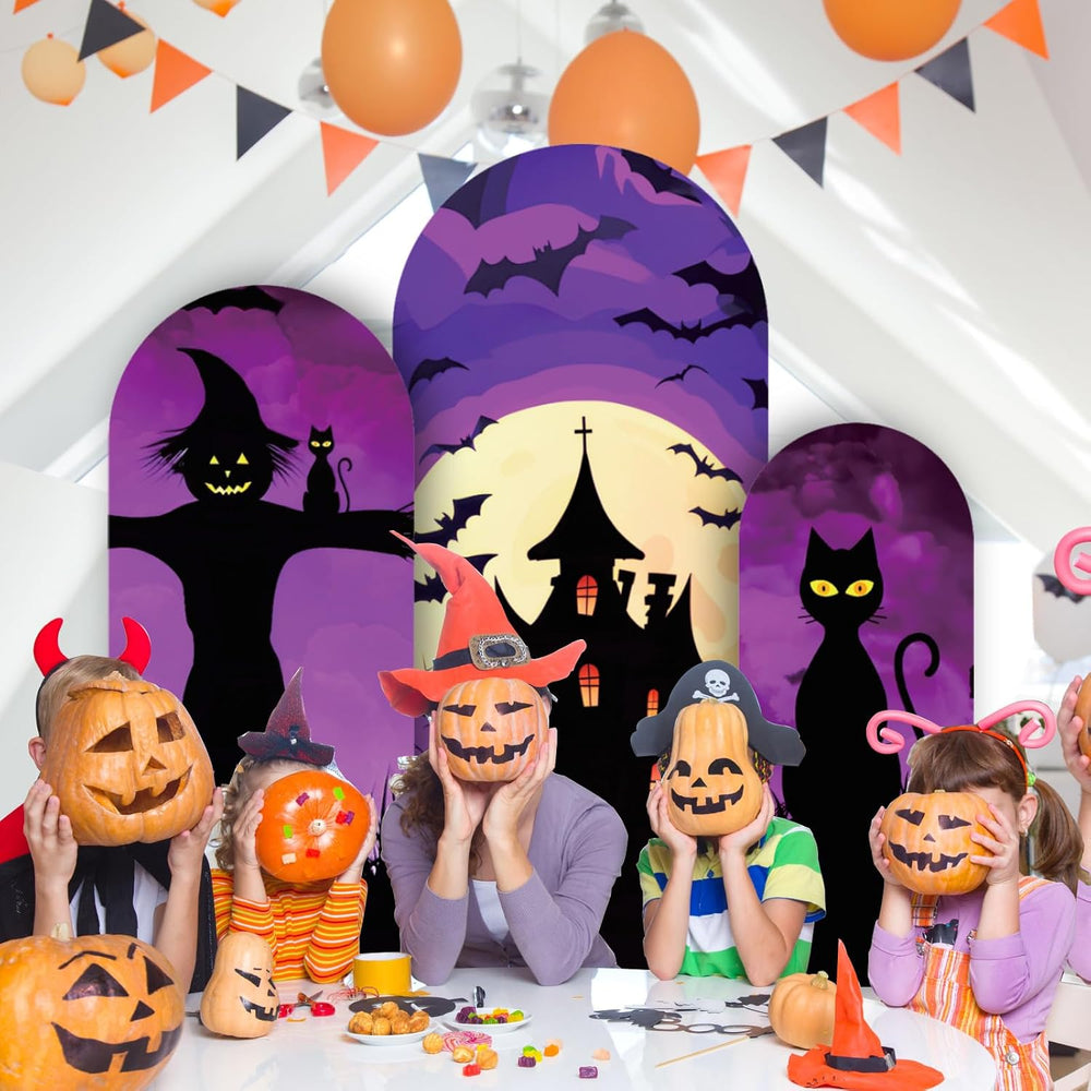 3 Pcs Halloween Arch Cover 4ft, 5ft, 6ft Arch Covers Stretchy Backdrop Skelet...