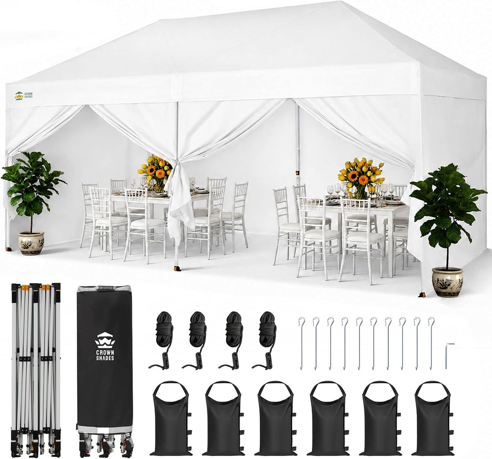 CROWN SHADES 10x20 Pop Up Canopy Tent, Event Shelter, White