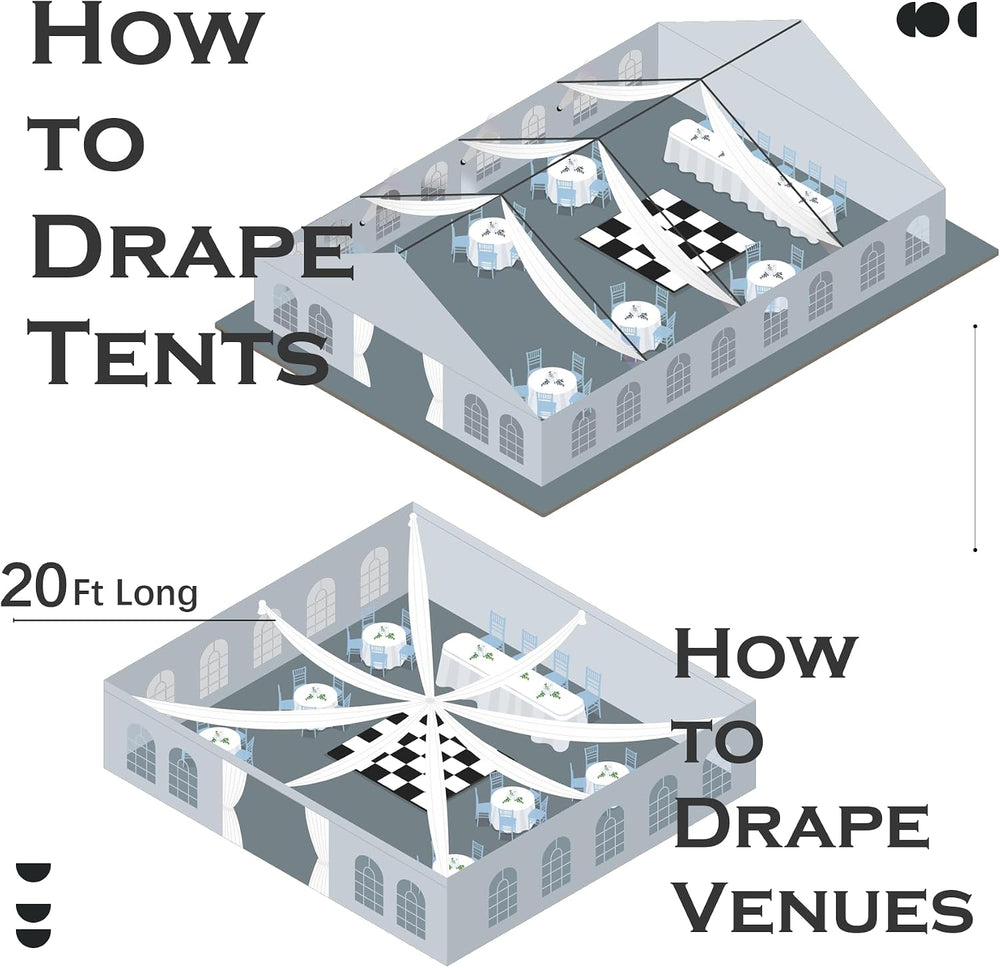 12 Panels 5ft(W) x 20ft(L) Black Ceiling Drapes for Halloween Parties