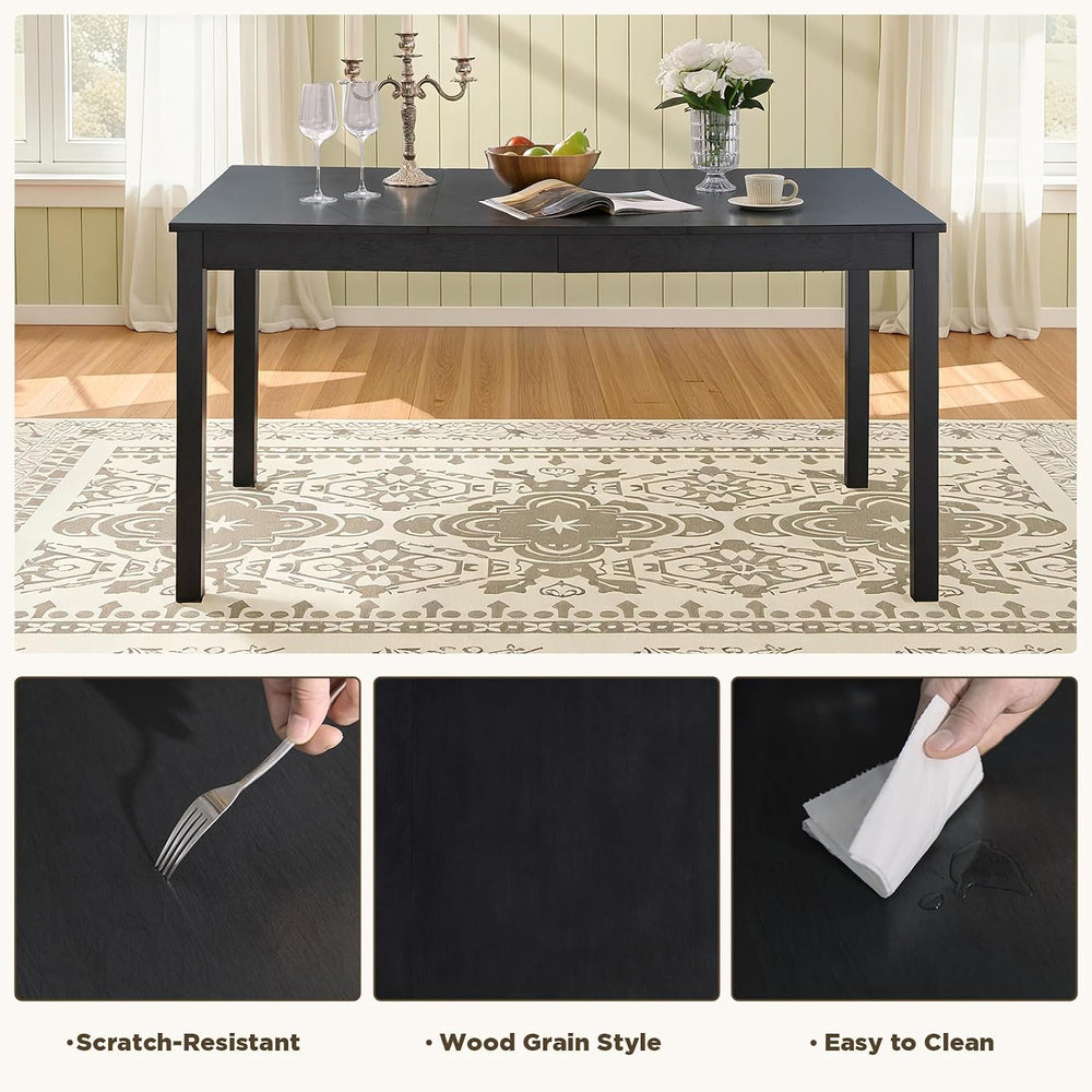 LUXOAK 7-Piece Farmhouse Kitchen Table and Chairs Set for 6, Grey & White