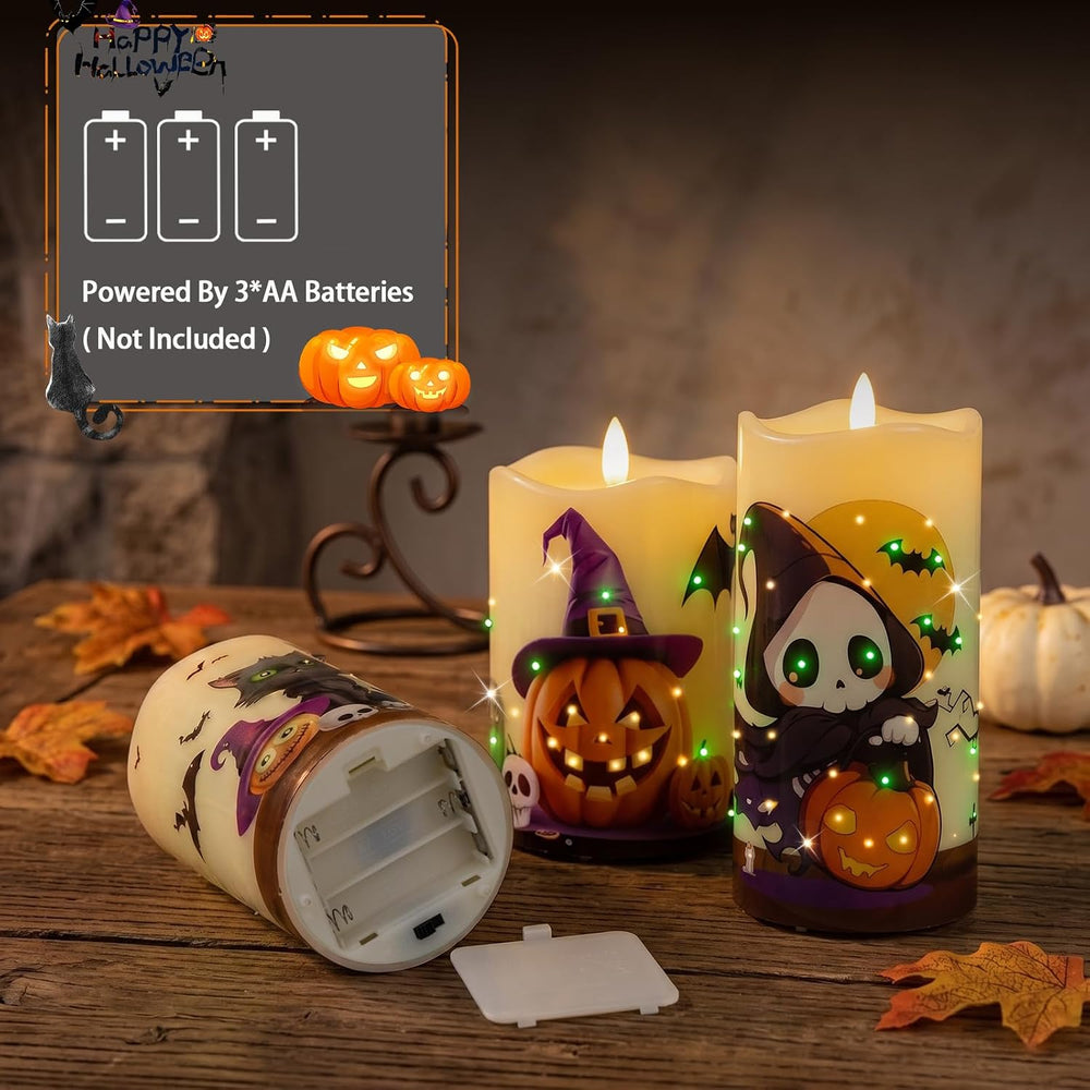 Halloween Flameless Candles, Battery Operated Candles with Remote