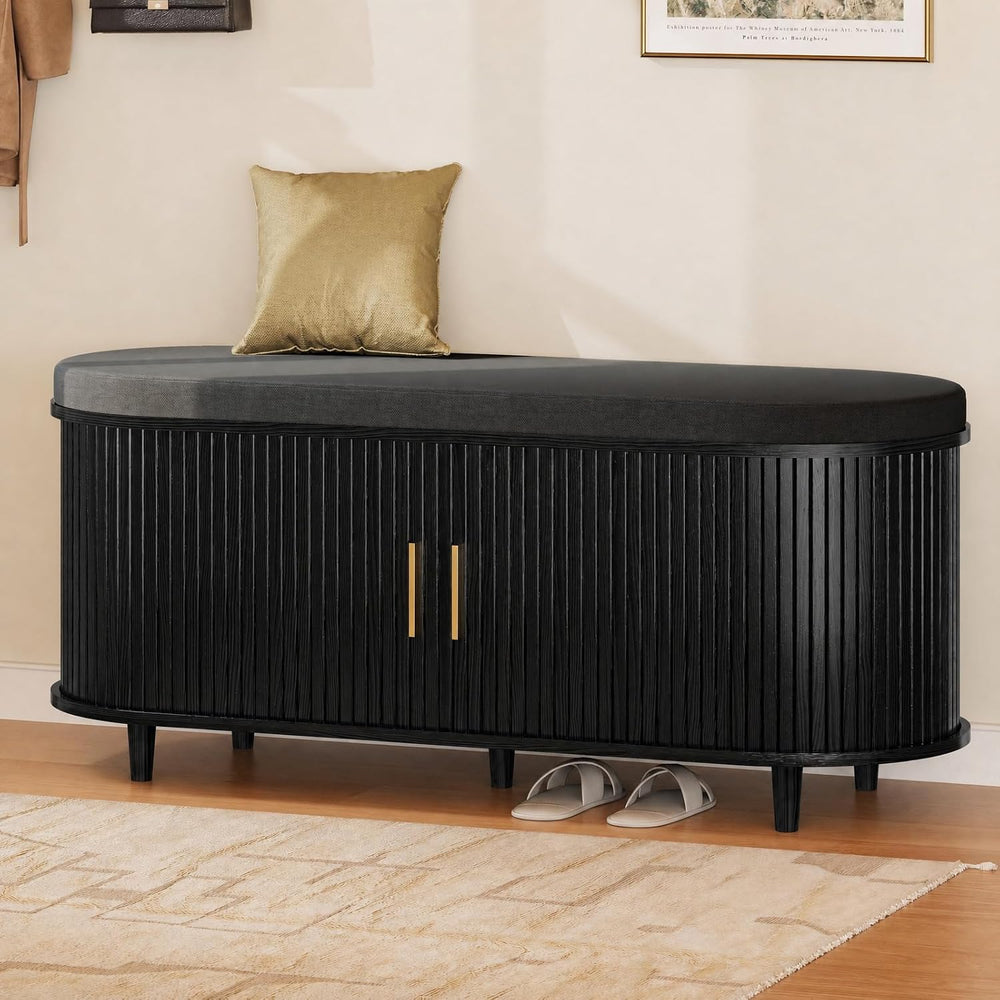 DHH 2-Tier Storage Bench,Wide Shoe Bench with Thickened Padded Seat Cushion, ...