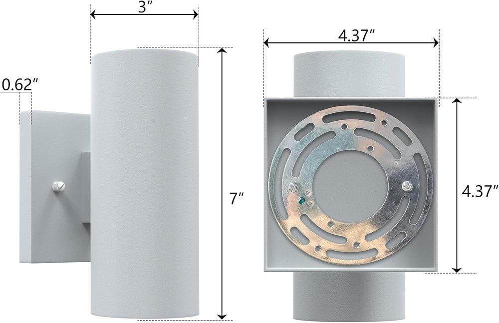 Dusk to Dawn Aluminum Cylinder Up Down Lights, 2-Pack, 7in