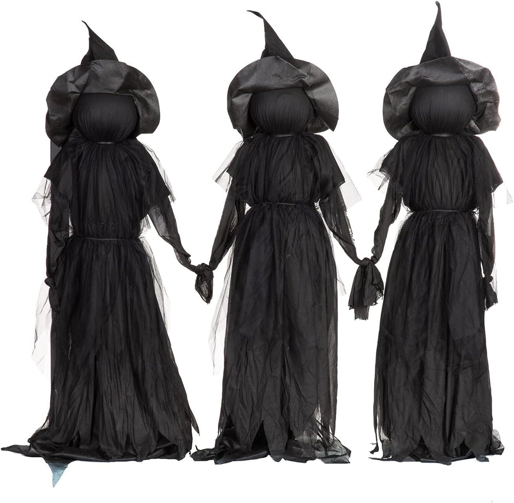 Evergreen Set of 3 LED Black Halloween Witches with Hats Stakes | 4 Feet Tall...