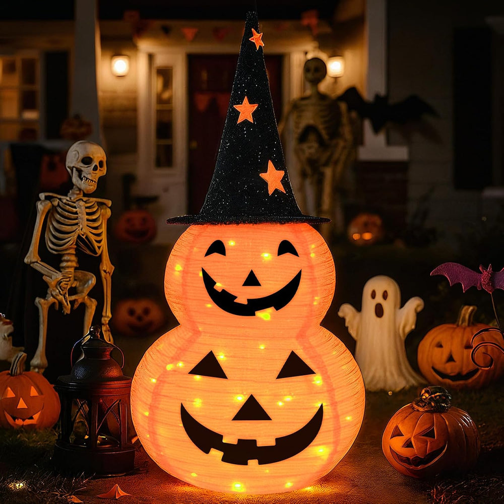 3FT Pumpkin Halloween Decorations Outdoor, 8 Modes Battery Operated Pumpkin D...