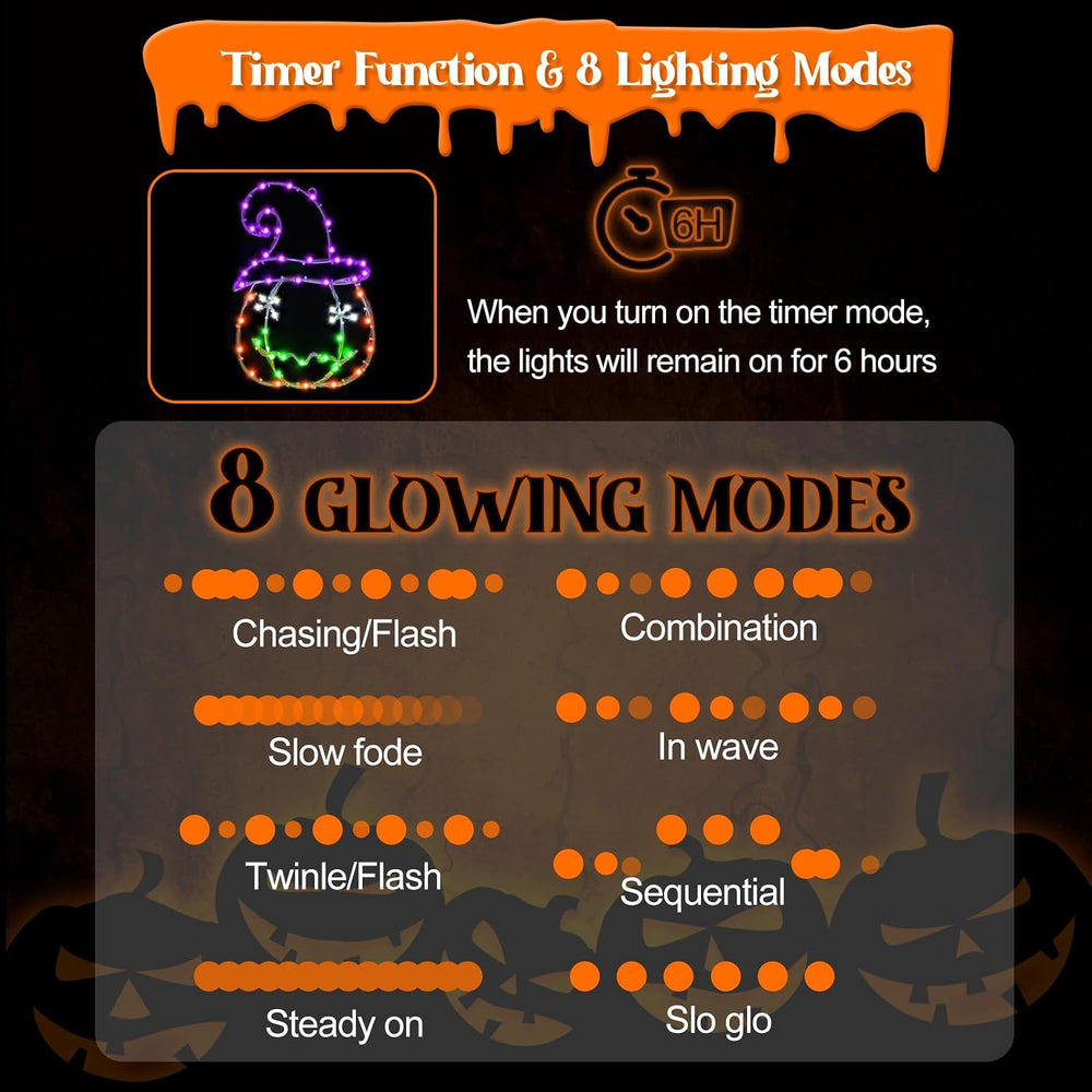 Halloween Window Lights, 2 Pack LED Waterproof Timer Indoor Decor