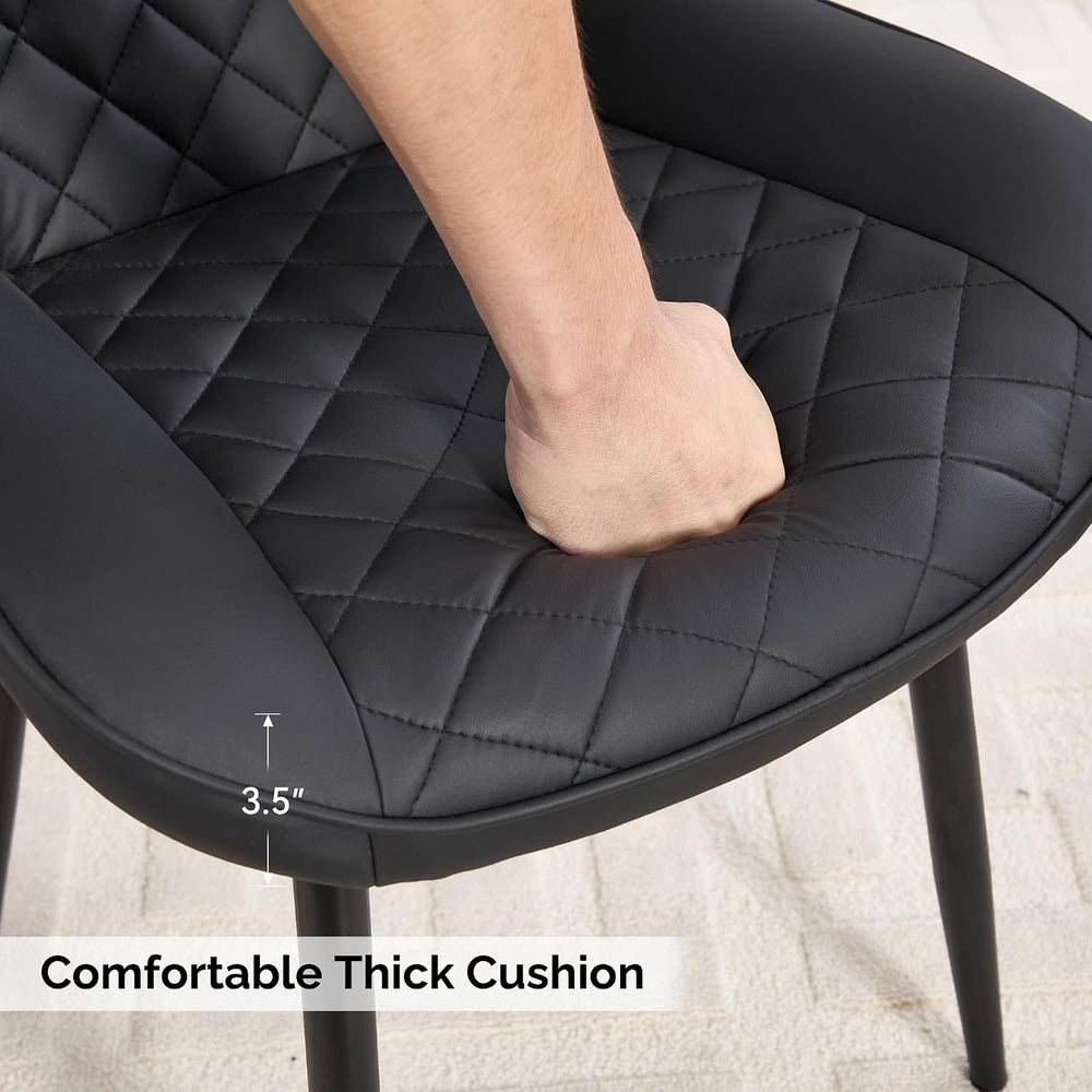 Dining Chair Set of 2, Modern Dining Chairs with Thick Cushions, Faux Leather...