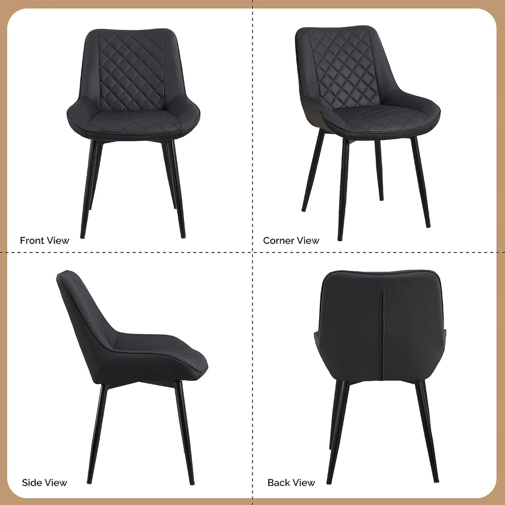 Dining Chair Set of 2, Modern Dining Chairs with Thick Cushions, Faux Leather...