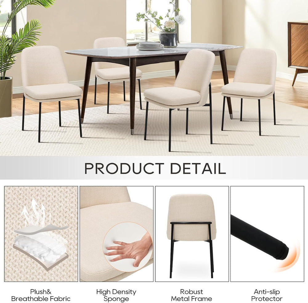 COLAMY Leather Dining Chairs Set of 2 with Metal Legs, Beige