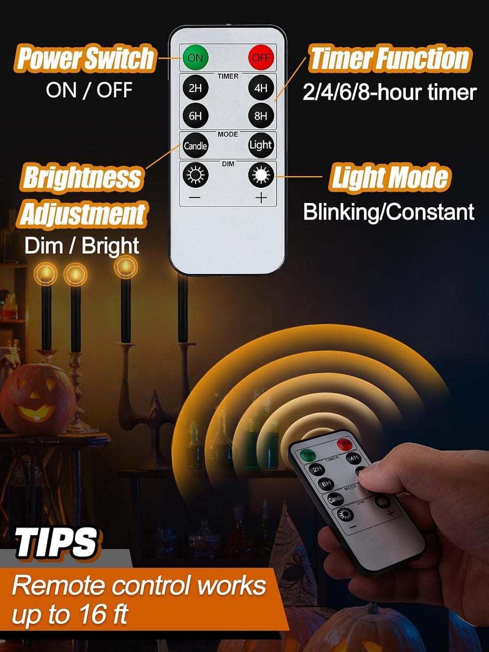 Alphatool 12 Pcs Black Halloween Flameless Candles with Timer