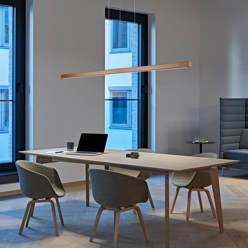 39 Inch Wood Linear Pendant Light Dimmable LED Kitchen Island Lighting with R...