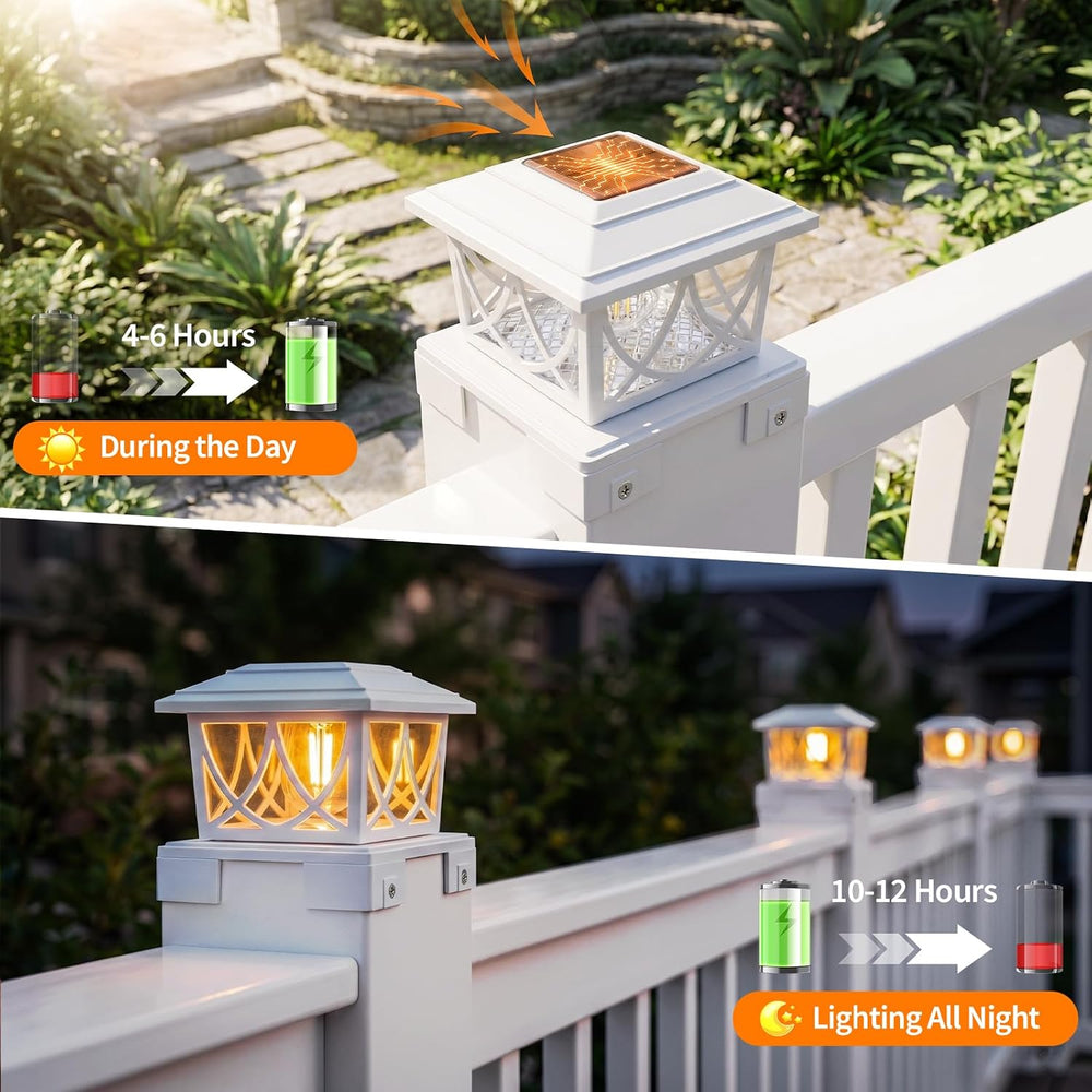 JOFIOS Solar Post Lights Outdoor 2pack, Adjustable Base Fits 3.5"–6"...