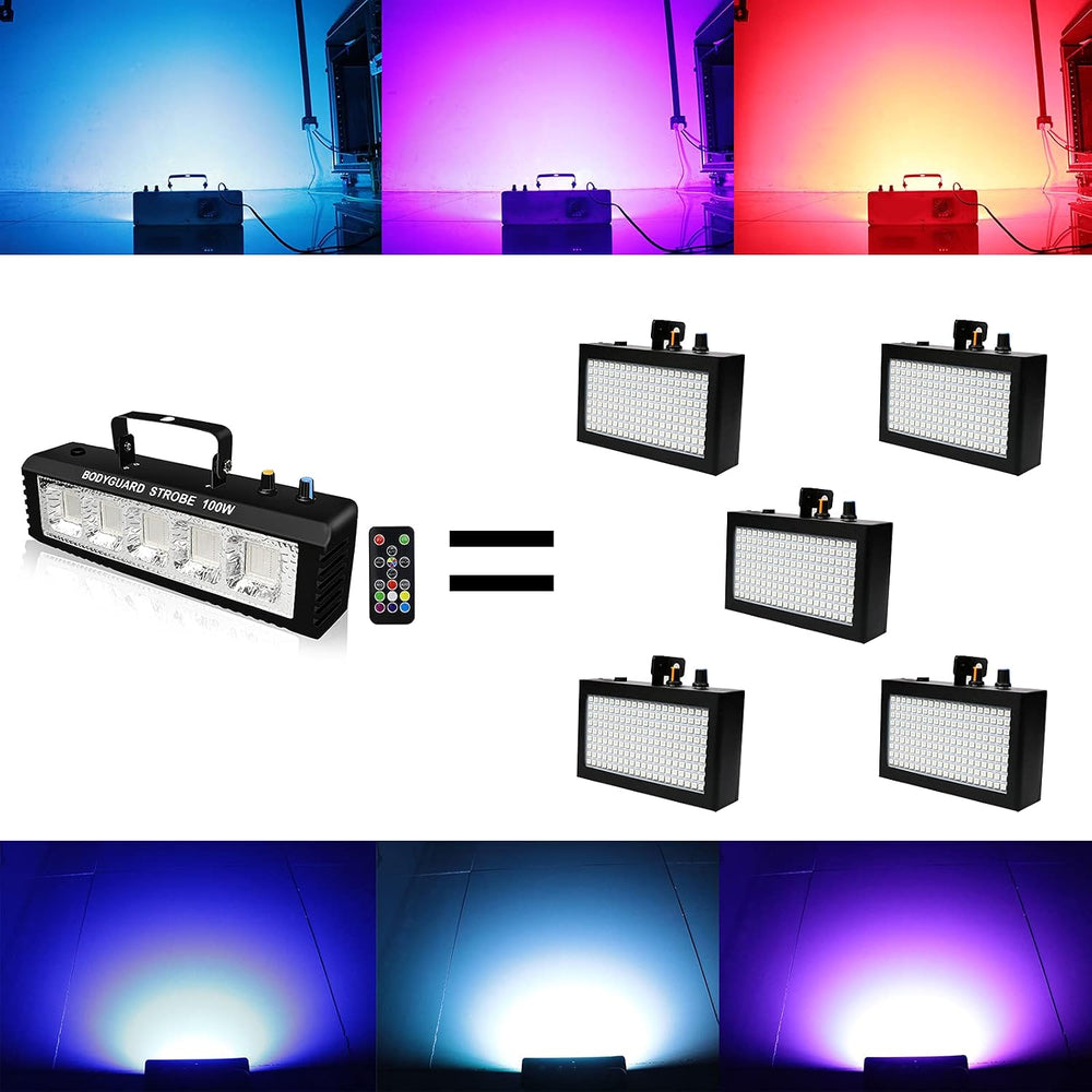 Strobe Stage Lights Sound Activated, 100W RGB LED Strobe Light, Halloween Lig...