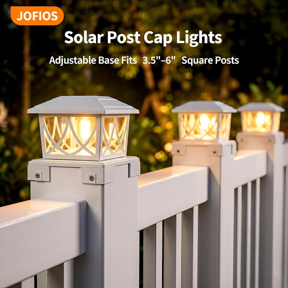 JOFIOS Solar Post Lights Outdoor 2pack, Adjustable Base Fits 3.5"–6"...