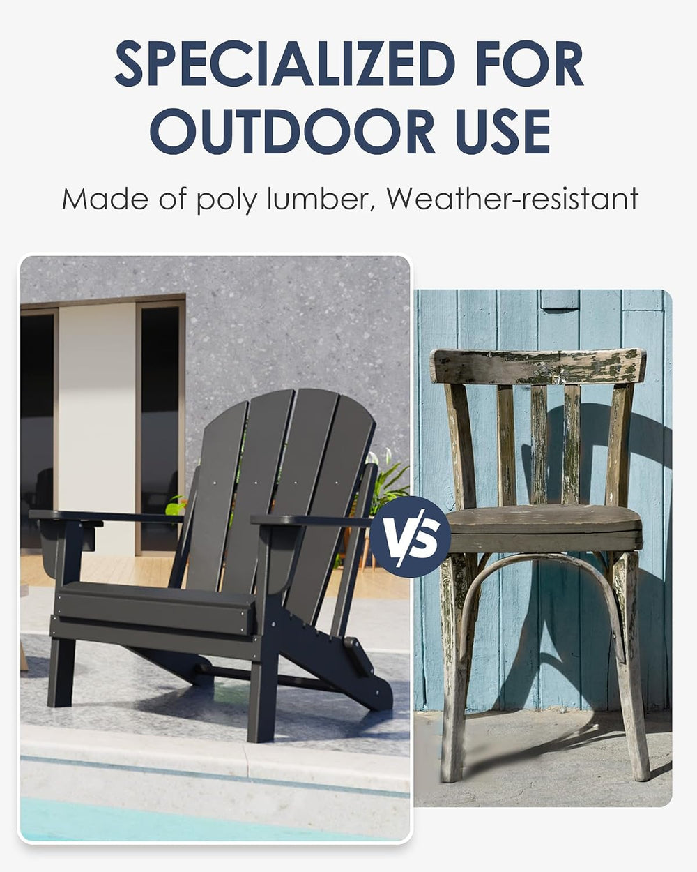 diromoti Folding Adirondack Chairs Set, All-Weather Resistant HDPE Patio Fire...