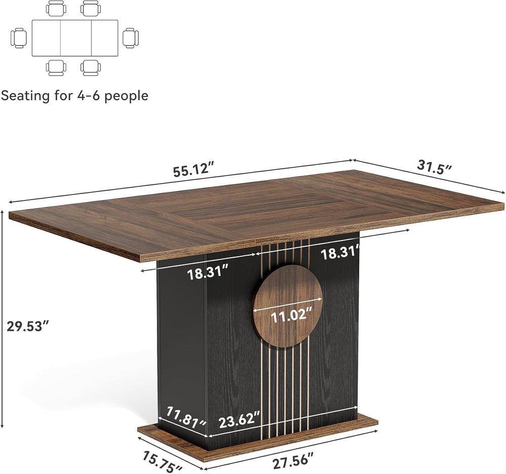 LITTLE TREE Rectangle Dining Table, Modern Kitchen Table Set for 6, Wooden Fu...