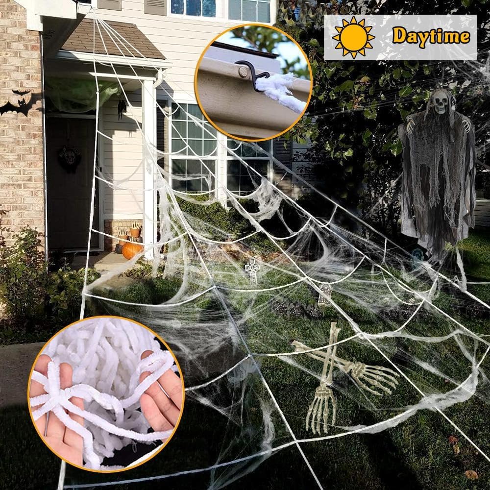 Halloween Decorations Outdoor, 250 LED Halloween Giant Spider Web Lights, 200...