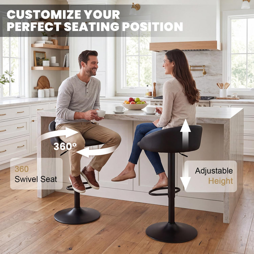 YOUNUOKE Black Bar Stools Set of 2 Modern Swivel Bar Stools