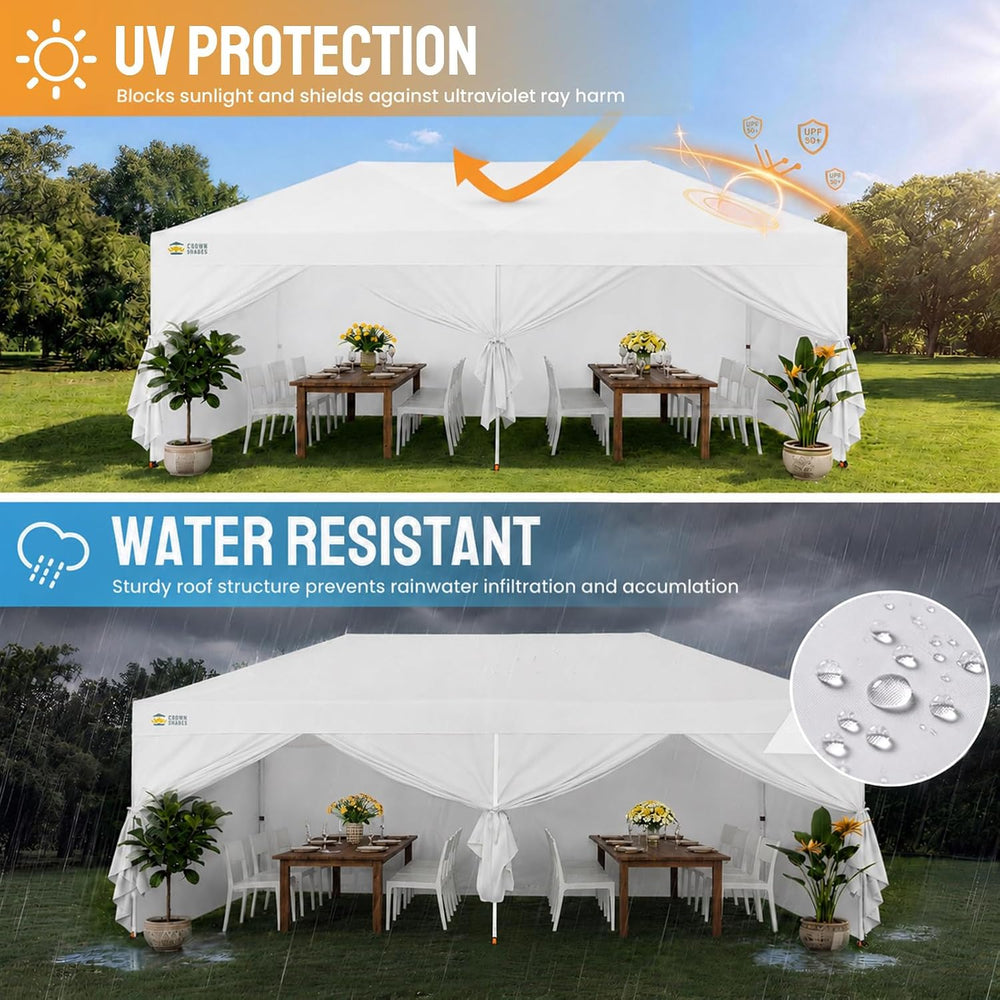 CROWN SHADES 10x20 Pop Up Canopy Tent, Event Shelter, White