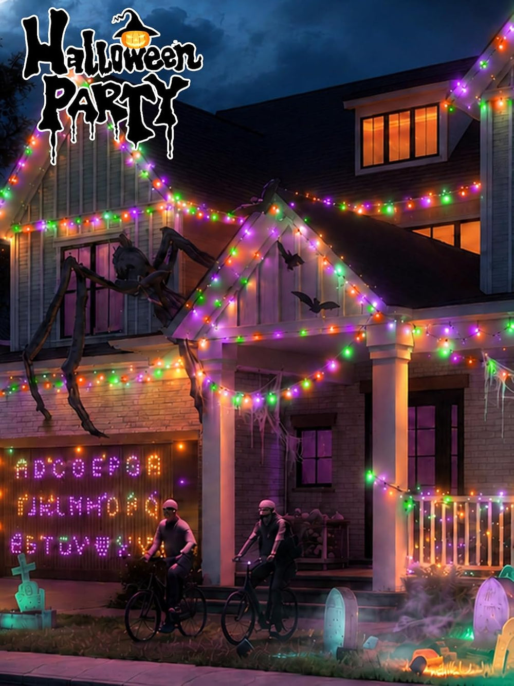 Solar Halloween Lights String 6 Pack 234 FT 600 LED Orange Purple and Green
