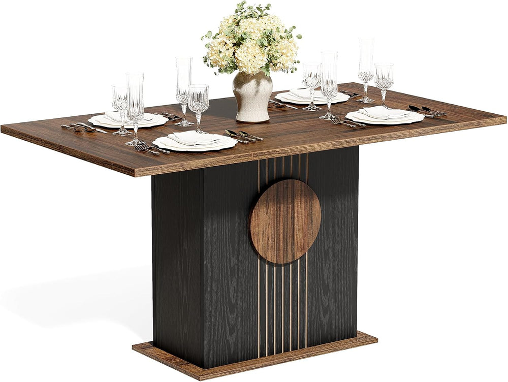 LITTLE TREE Rectangle Dining Table, Modern Kitchen Table Set for 6, Wooden Fu...