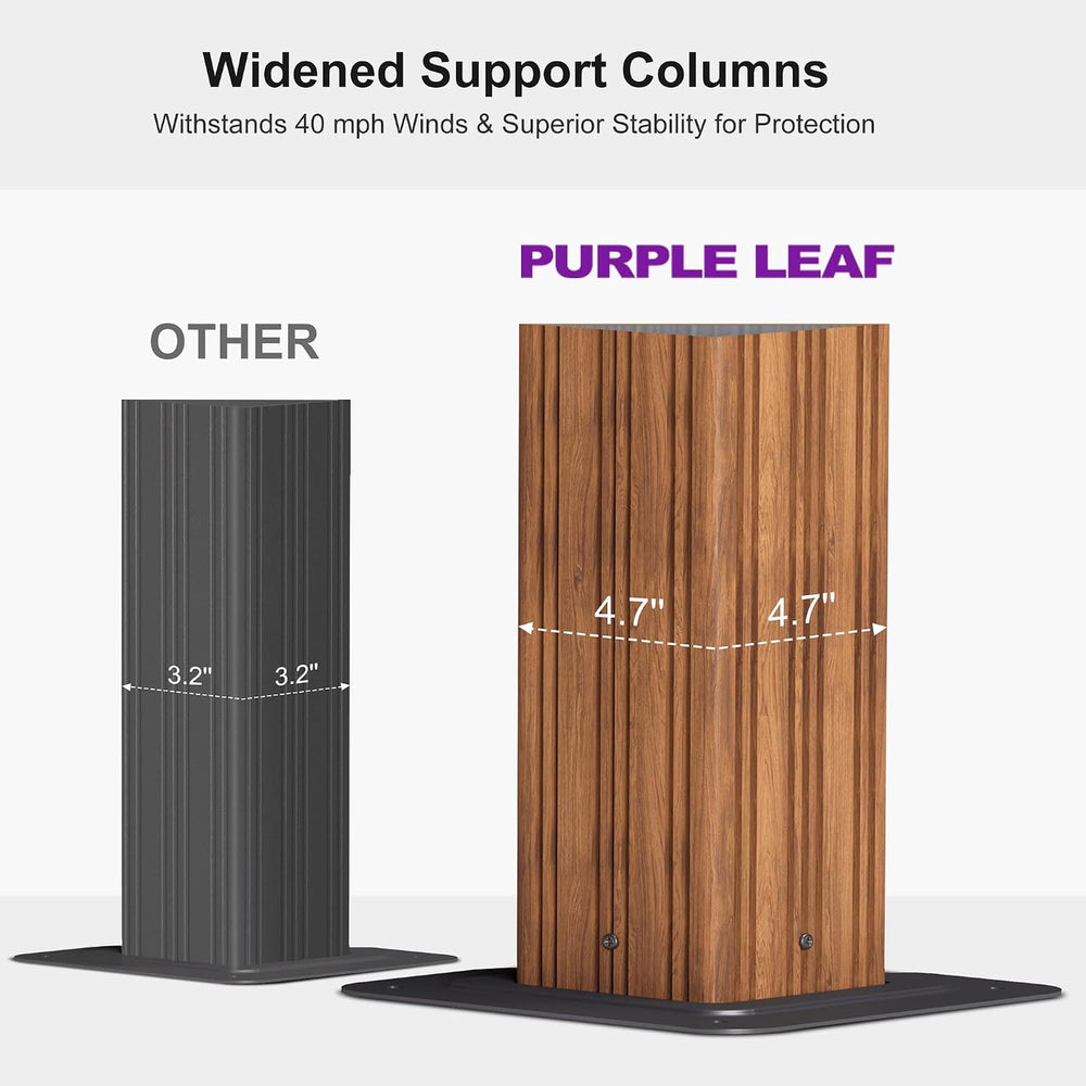 PURPLE LEAF Gazebo 10' x 12' with Light Drainage System, Wood Grain