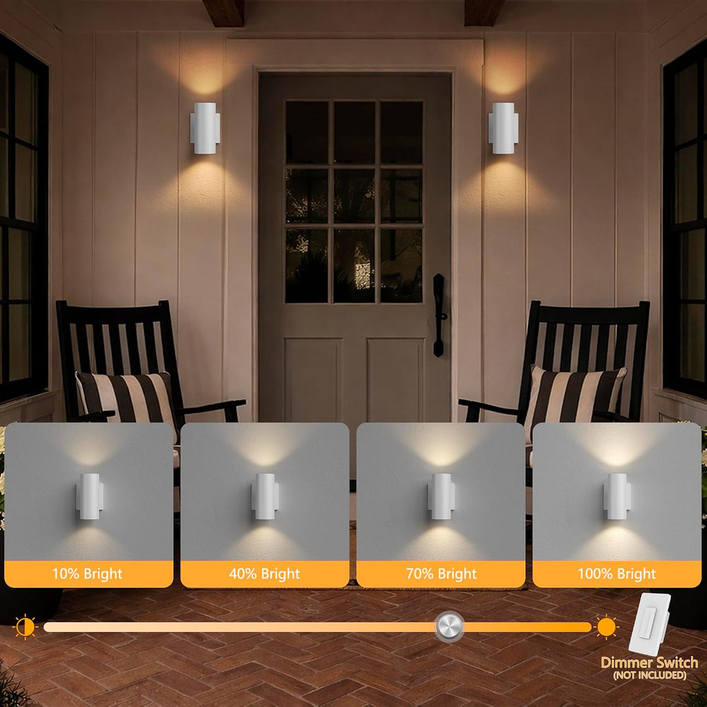 Dusk to Dawn Aluminum Cylinder Up Down Lights, 2-Pack, 7in