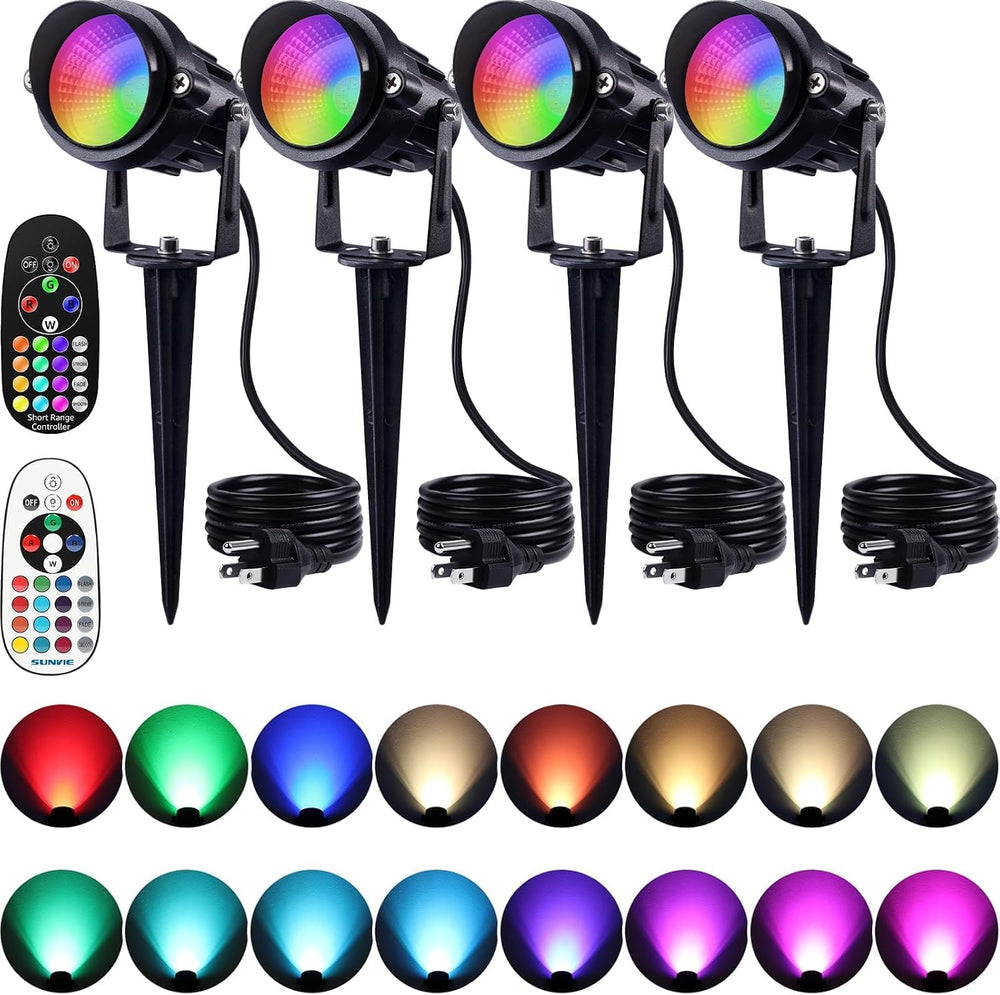 SUNVIE Halloween Spotlights Outdoor Waterproof 12W RGB LED Landscape Lights