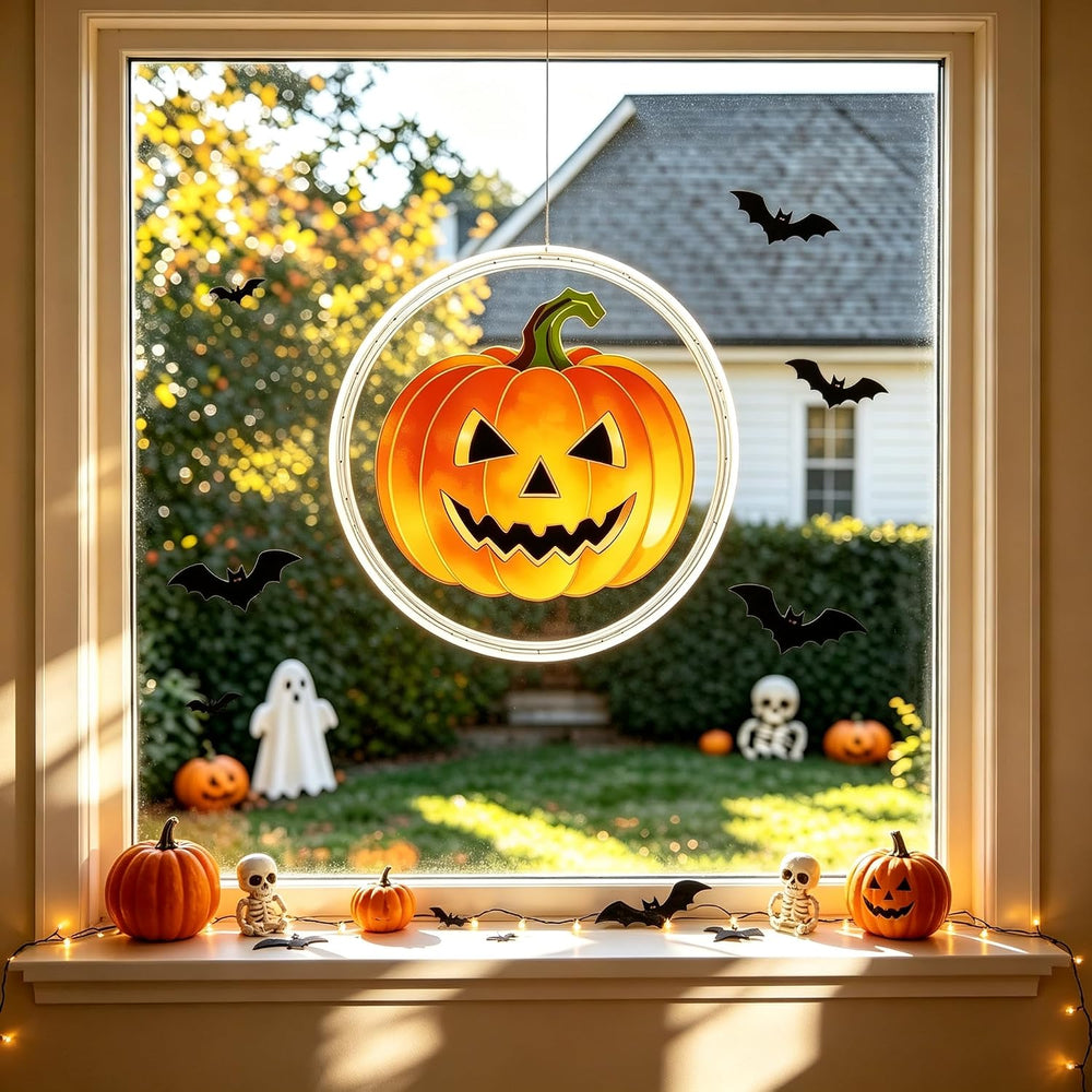 3 Pack Rechargeable Indoor Halloween Window Lights,4/6/12H Timer Function