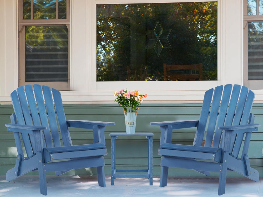 SoliWood Outdoor Wooden Adirondack Chair with Pre-Assembled BackRest & Se...