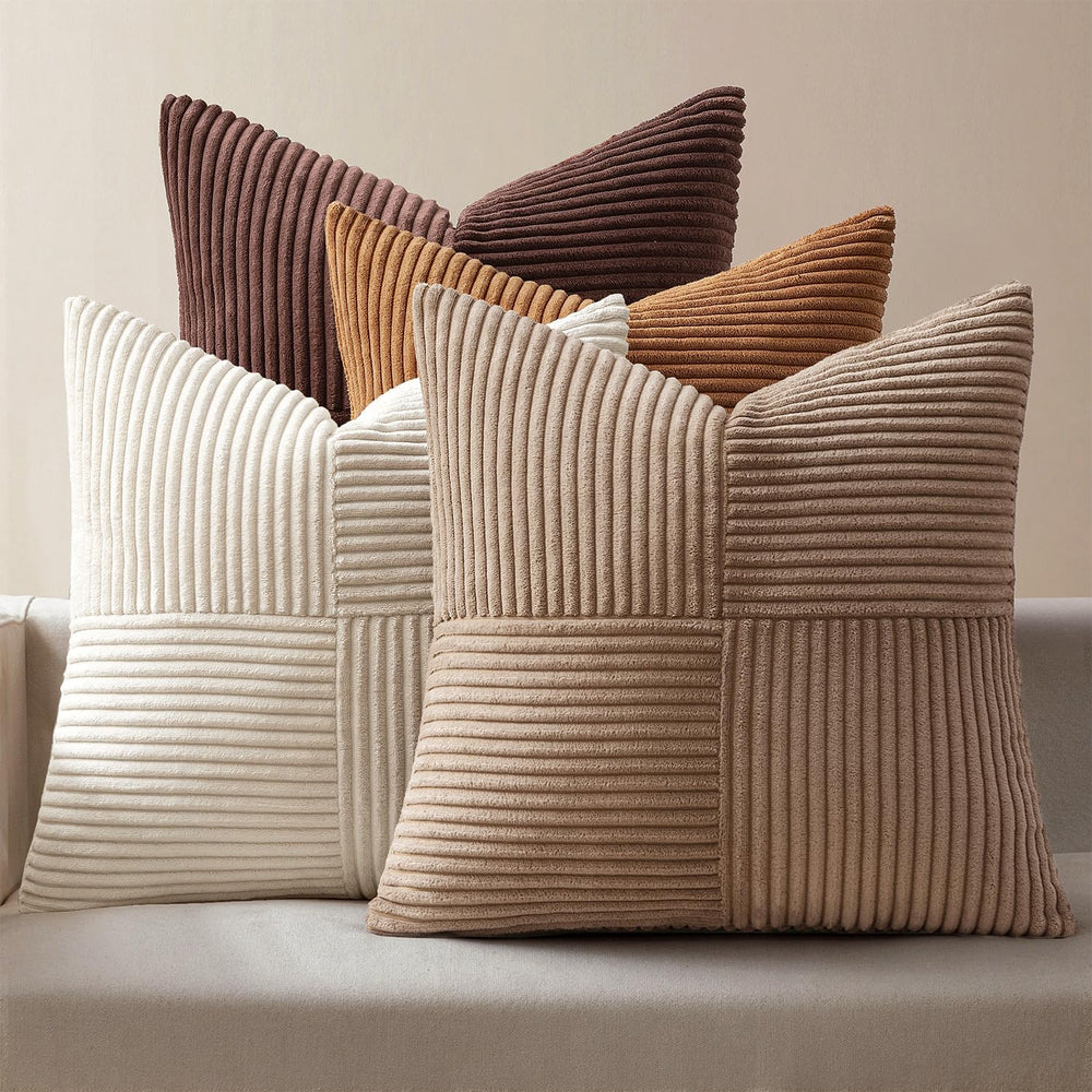 MIULEE Brown Throw Pillow Covers 20x20 Inch Set of 4 Boho Farmhouse Cushion C...