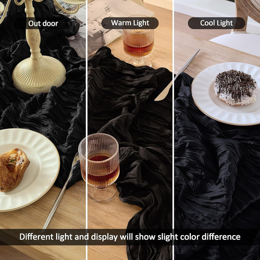 6 Pack Halloween Black Cheesecloth Table Runner Boho Gauze Home Decor