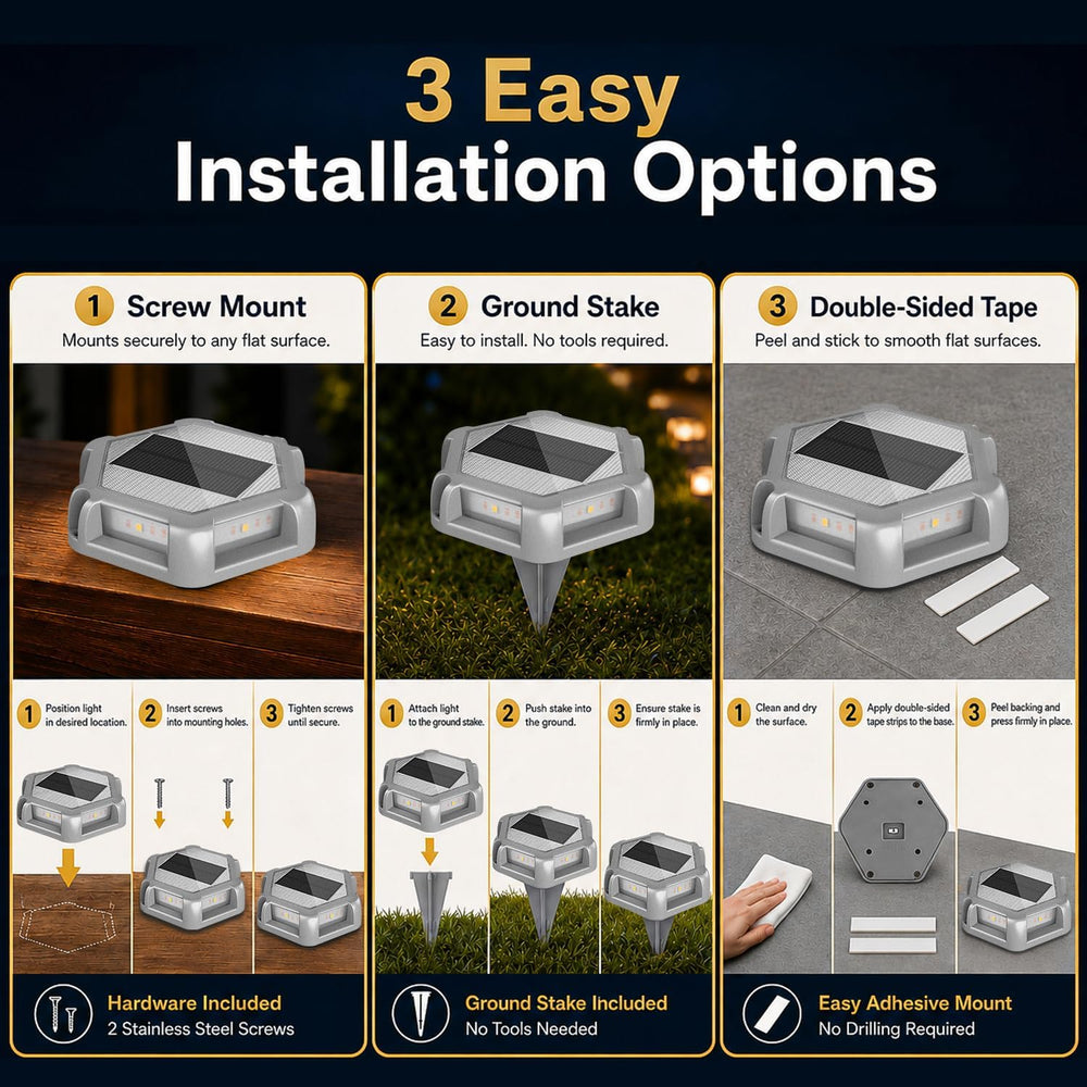 Solar Dock Lights, Solar Driveway Deck Lights, Warm White 12 Packs