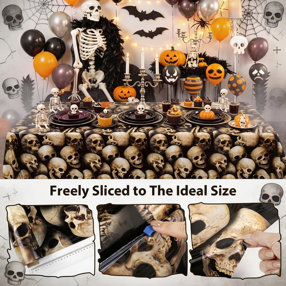 Kochorie 100 Ft x 54 Inch Halloween Graveyard Skeleton Tablecloth Roll with C...