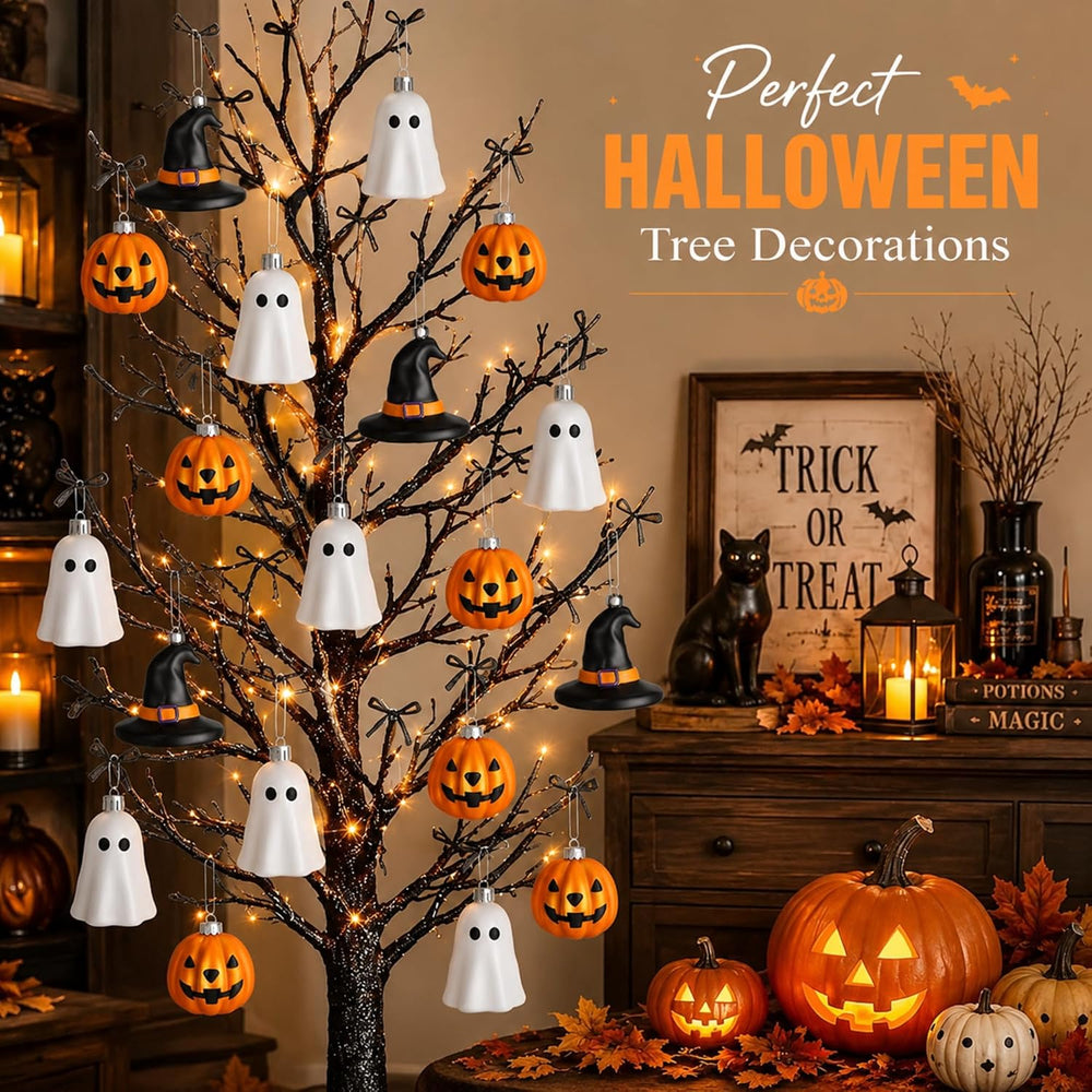 VioraWhite 30 Pcs Halloween Hanging Ornaments Cute Sliver Ghost, Gold Pumpkin...