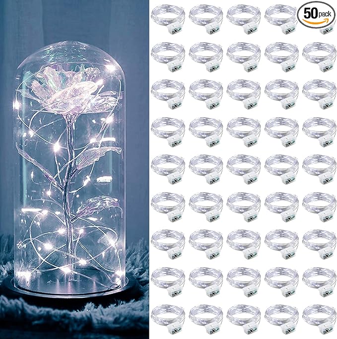 ZGWJ 50 Pack Fairy Lights Battery Operated, 7ft 20 Mini LED Fairy String Ligh...