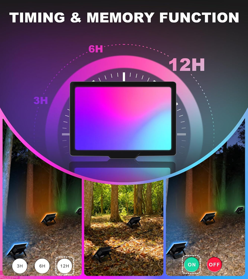 TigQiang 4 Pack 50W RGB Flood Light, IP66 RGB floodlight for Halloween