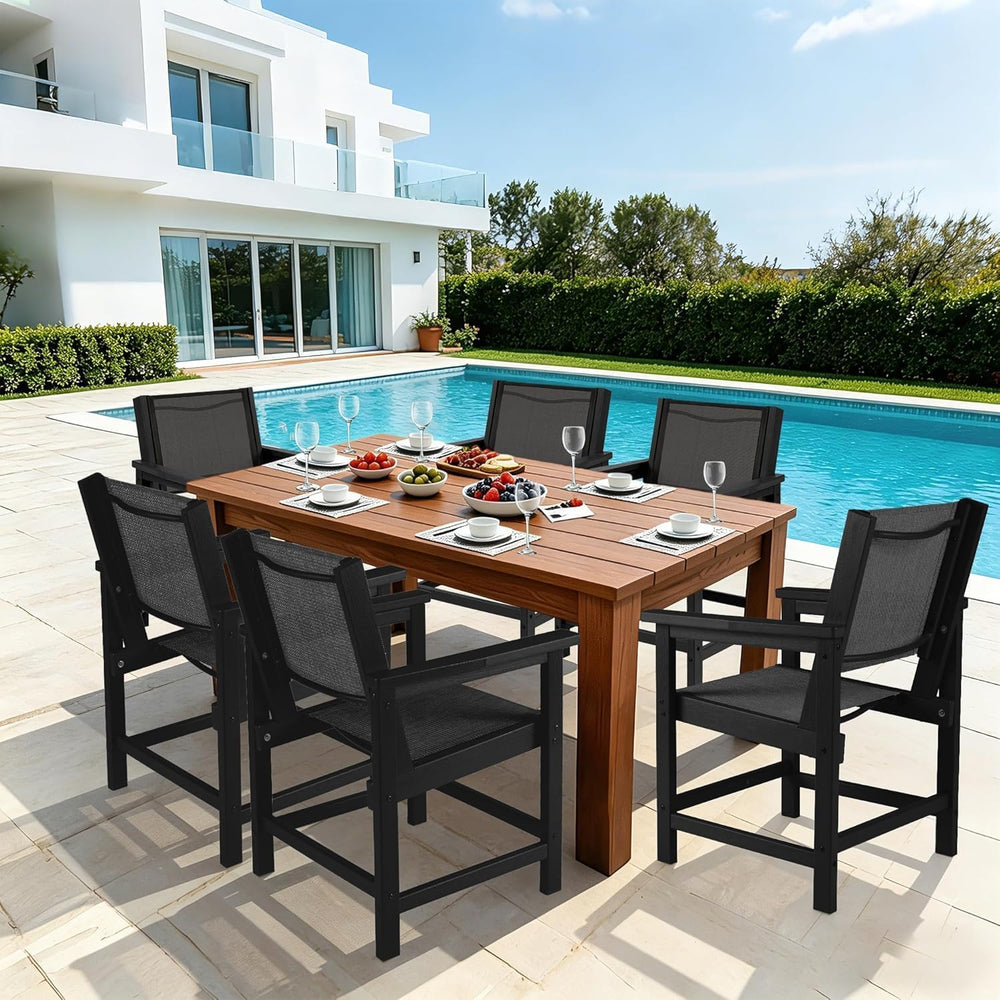 LZRS Dining Chairs,HDPE Outdoor Chairs Set of 4, All Wather Heavy Duty with C...