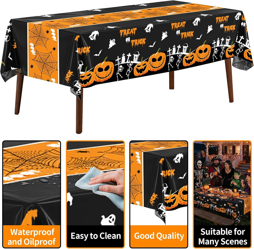 54 Inch X 100 Feet Plastic Table Cover Roll Disposable Halloween Tablecloth w...